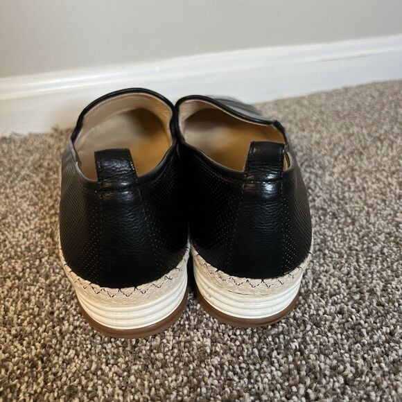 PAUL GREEN Posh Black Leather Cap Toe Perforated Espadrille Flats - Picture 4 of 11